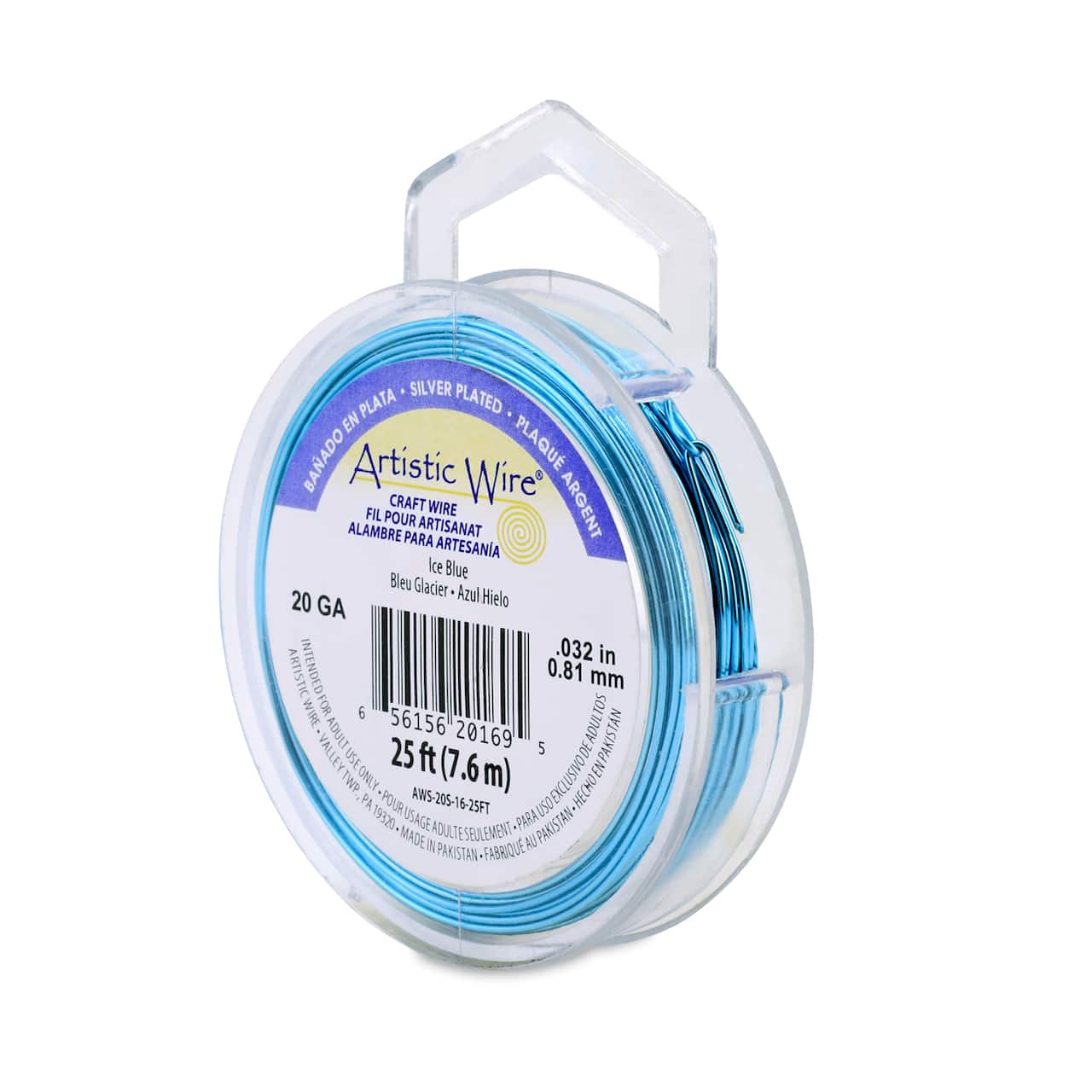 Artistic Wire 20-Gauge Silver Plated Ice Blue Coil Wire, 25-Feet